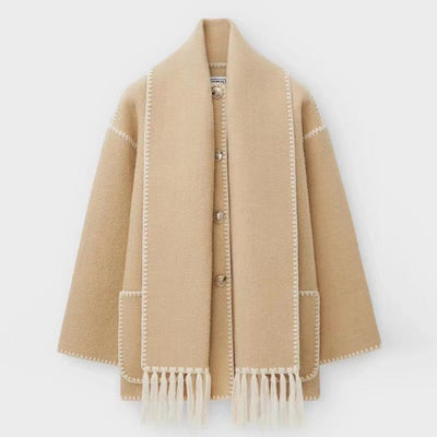 Wool Jacket | Single Breasted | Winter | Jacket with Scarf | Wool Coat Women-Grace Aura