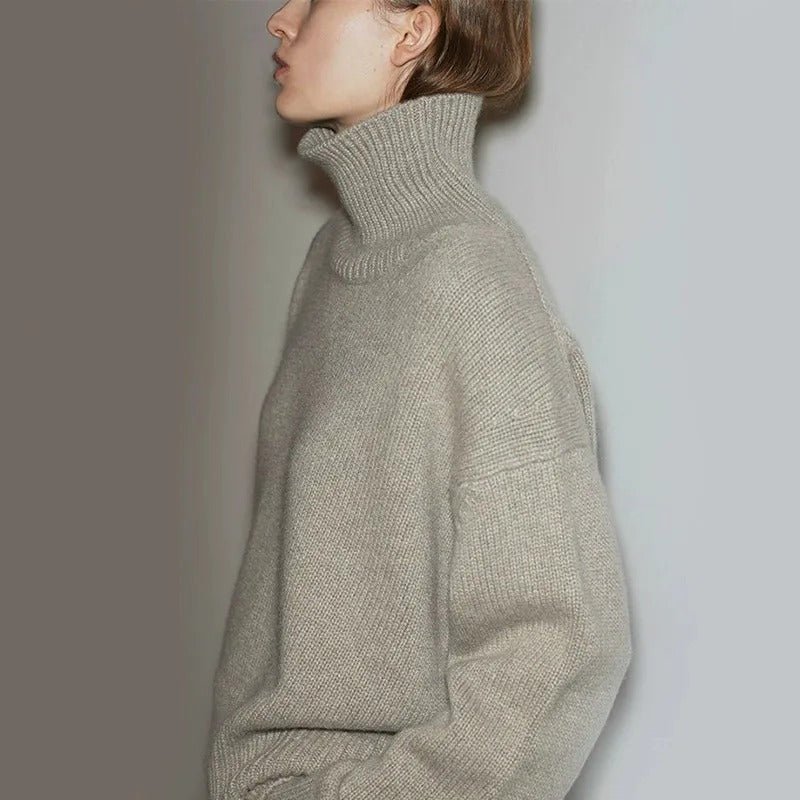 Wool Sweater | Loose Fit | Turtleneck | Knitted Sweater | Women's Winter Clothes-Grace Aura