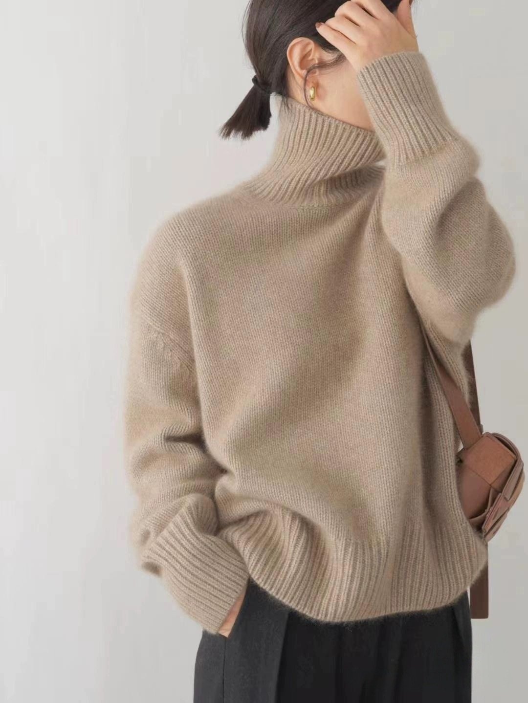 Wool Sweater | Loose Fit | Turtleneck | Knitted Sweater | Women's Winter Clothes-Grace Aura