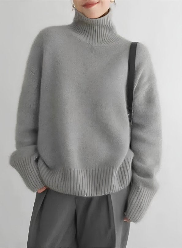 Wool Sweater | Loose Fit | Turtleneck | Knitted Sweater | Women's Winter Clothes-Grace Aura