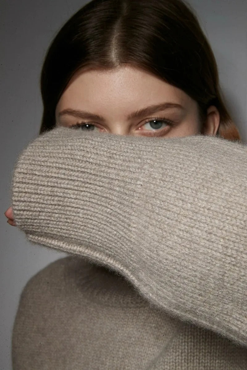 Wool Sweater | Loose Fit | Turtleneck | Knitted Sweater | Women's Winter Clothes-Grace Aura