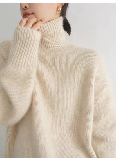 Wool Sweater | Loose Fit | Turtleneck | Knitted Sweater | Women's Winter Clothes-Grace Aura