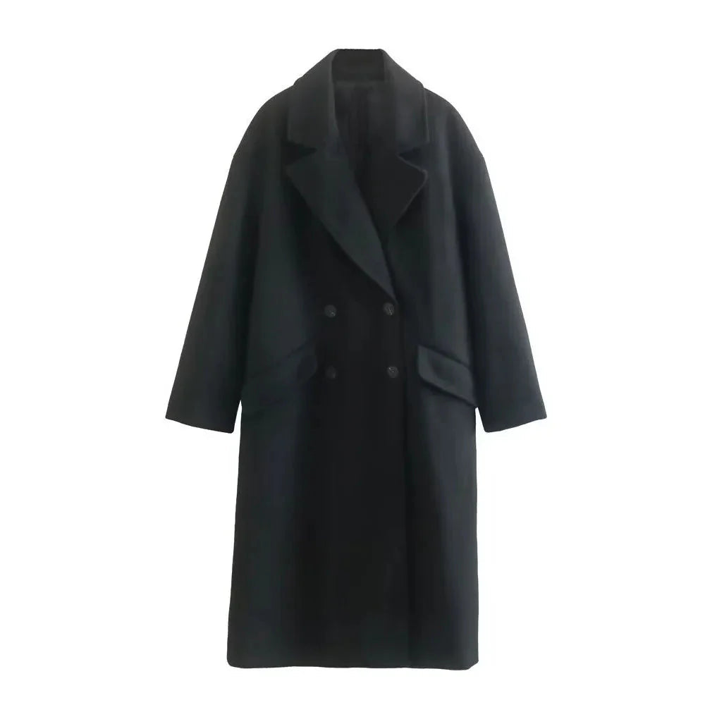 Wool Trench Coat - Double Breasted - Oversized - Long Wool Coat - Women's Winter Coats & Jacket-Grace Aura