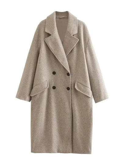 Wool Trench Coat - Double Breasted - Oversized - Long Wool Coat - Women's Winter Coats & Jacket-Grace Aura