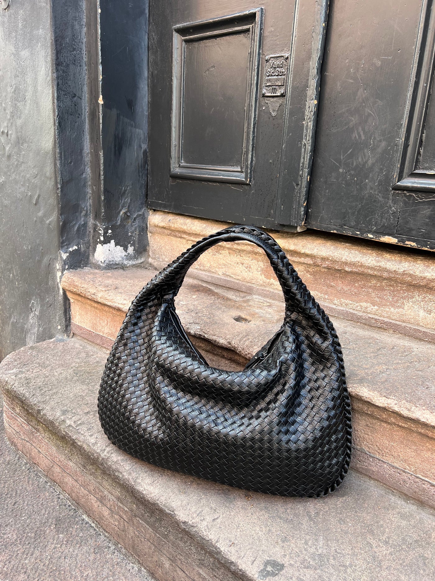 Woven Bag - Vegan Leather - Zipper - Shoulder Bag - Handbag-Grace Aura