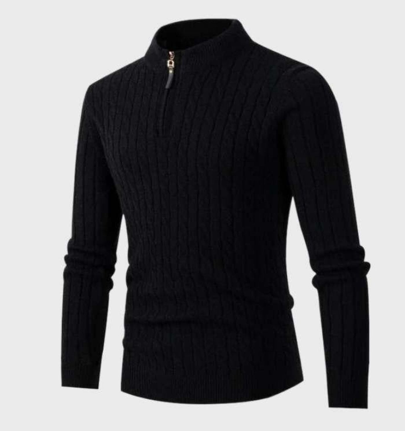 Zip Sweater - Men's Thin Knitted Regular Fit Half-Zip Jumper-Grace Aura