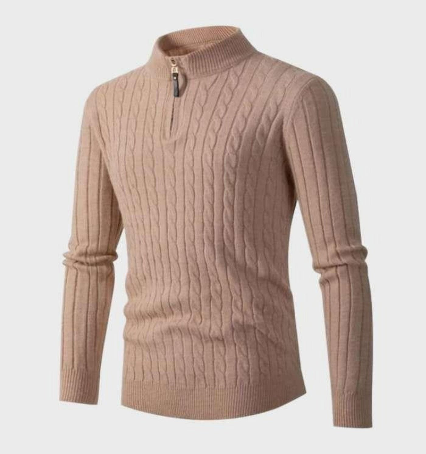 Zip Sweater - Men's Thin Knitted Regular Fit Half-Zip Jumper-Grace Aura