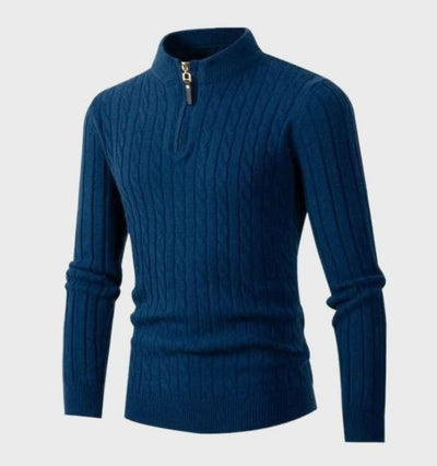 Zip Sweater - Men's Thin Knitted Regular Fit Half-Zip Jumper-Grace Aura