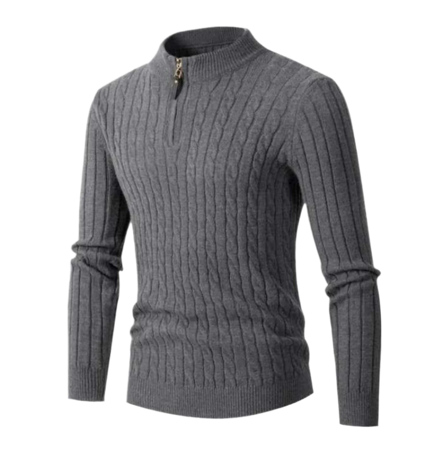 Zip Sweater - Men's Thin Knitted Regular Fit Half-Zip Jumper-Grace Aura